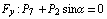F _ y : P _ 7 + P _ 2 sin&alpha; = 0