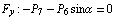 F _ y : -P _ 7 - P _ 6 sin&alpha; = 0